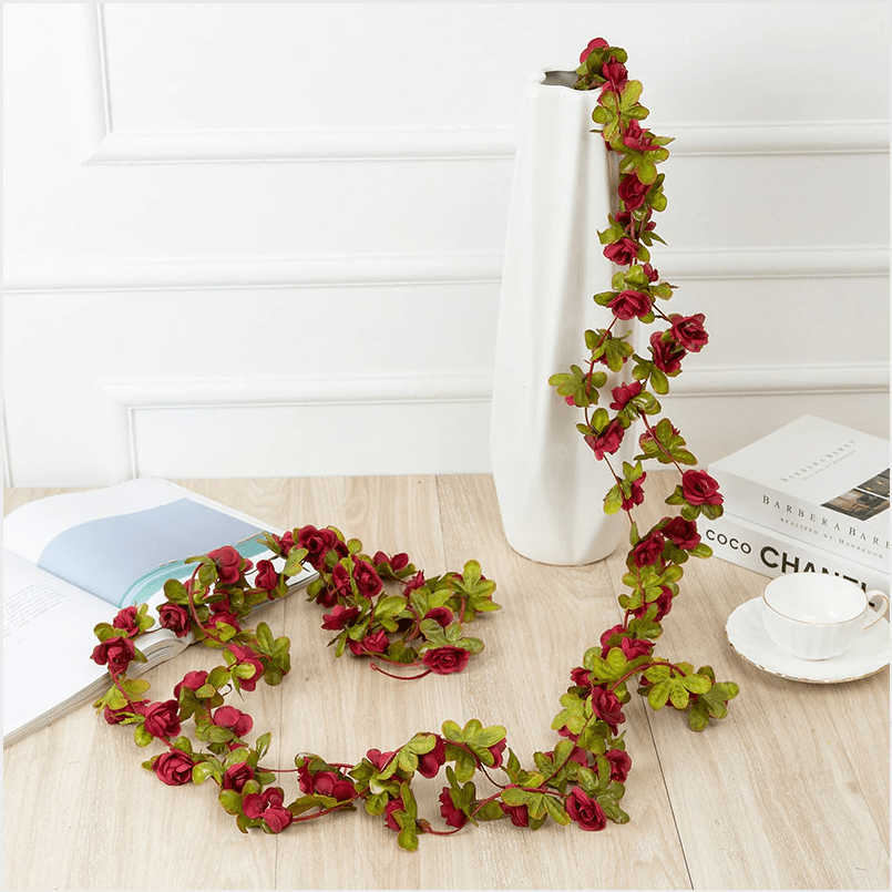 Lot De 5 Guirlandes Fleurs Artificielles Roses 2.5M - Décoration Mariage, Jardin Et Intérieur Rose Bicolore