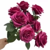 Bouquet-de-10-Roses-Artificielles-Rose-en-Soie