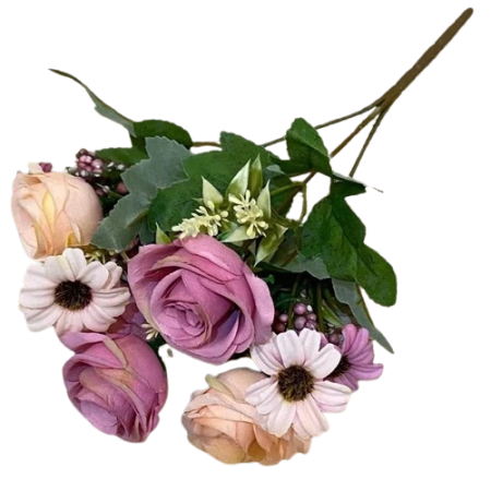 Bouquet-de-fleurs-rose-artificielle-en-soie-violette