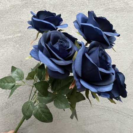 Bouquet-de-fleurs-roses-artificielles-réalistes-bleu