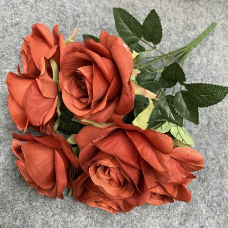 Bouquet-de-fleurs-roses-artificielles-réalistes-orange