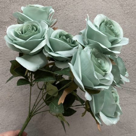 Bouquet-de-fleurs-roses-artificielles-réalistes-vert