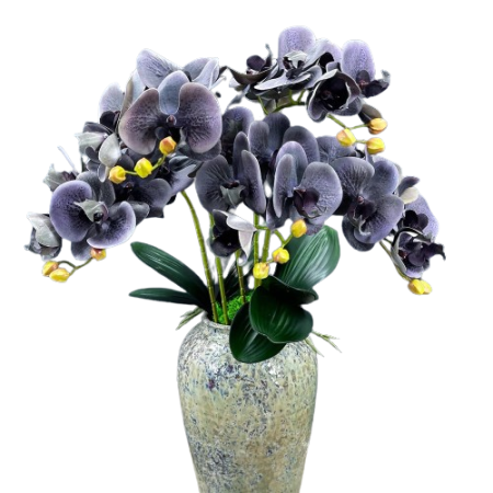 Fleur-d-Orchidée-Artificielle-haut-de-gamme-gris