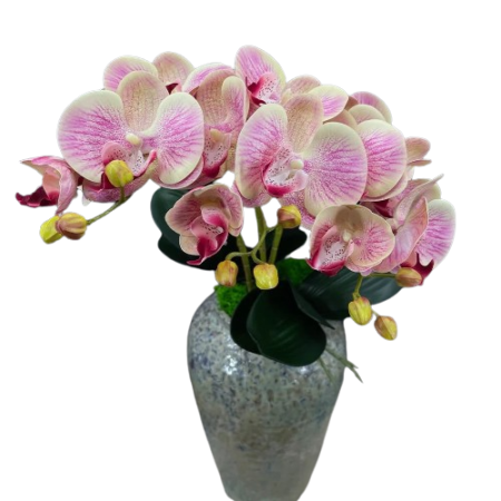 Fleur-d-Orchidée-Artificielle-haut-de-gamme-jaune-et-rose