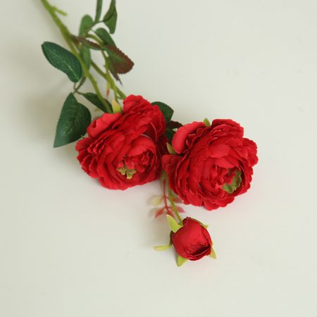 Rose artificielle à 3 fleurs en soie – Image 5