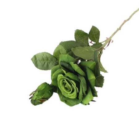 Rose-artificielle-en-tissu-vert
