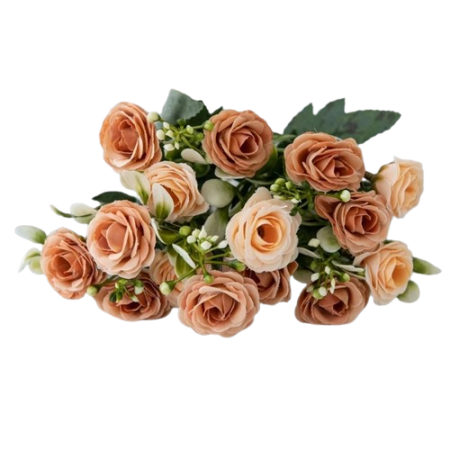 Bouquet-de-15-roses-artificielles-en-soie-champagne