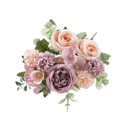 Bouquet-de-fleurs-artificielles-roses-et-pivoines-et-hortensias-violet