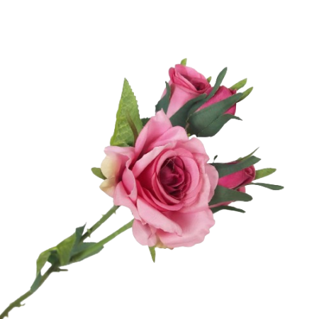 Roses-artificielles-à-5-fleurs-tige-longue-rose