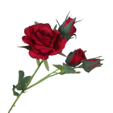 Roses-artificielles-à-5-fleurs-tige-longue-rouge